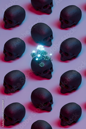 pattern of many skulls photo