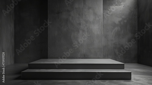 Podium with a modern and sleek gray studio background generative ai