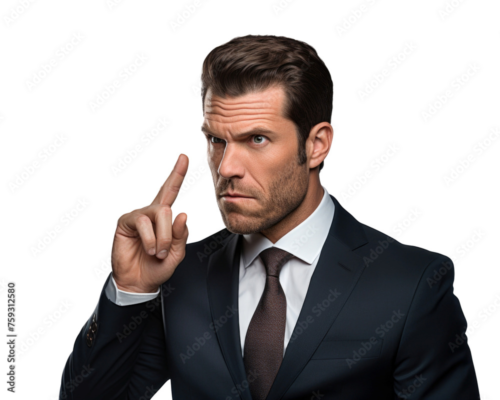 Business man serious emotions in transparent background Business man serious emotions in transparent background