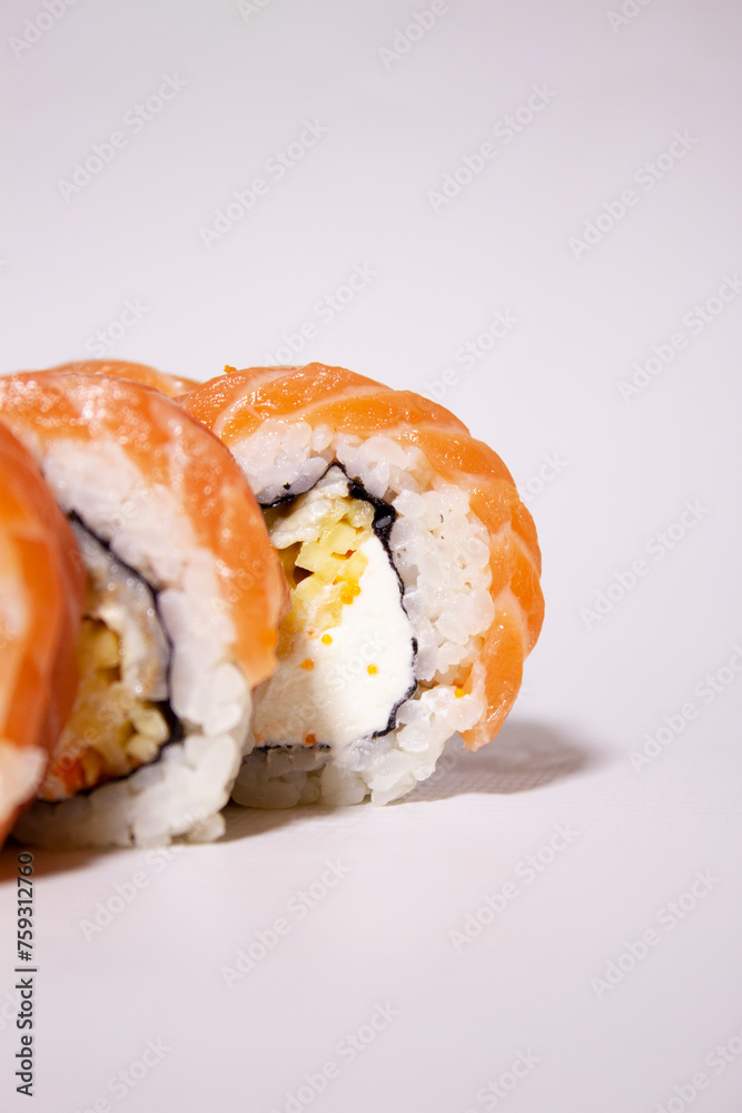 sushi roll with fresh fish seafood and rice sushi roll with fresh fish seafood and rice