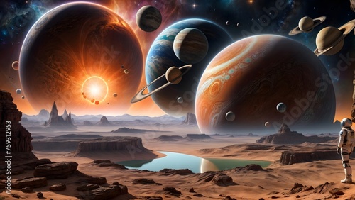 Alien Planet - 3D Rendered Illustration. Elements of this image, astronomy, planet, universe, space, background, cosmos, earth, galaxy, landscape, desert, celestial, sky, picture, moon, satellite