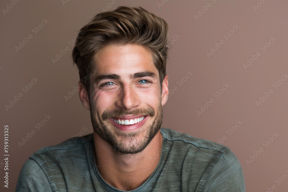 Obraz premium A man with a beard is smiling for the camera