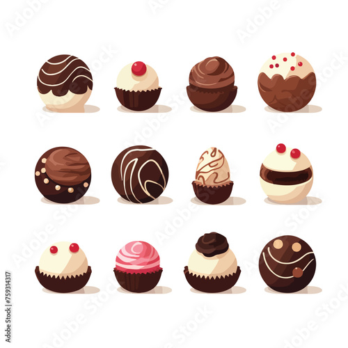 sweet chocolate balls candies icons flat vector