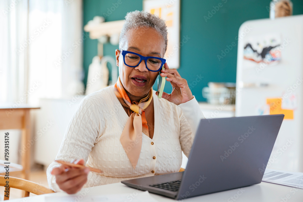 Smiling woman talking on smartphone Smiling woman talking on smartphone
