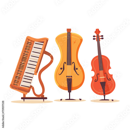three musical instruments flat vector illustration