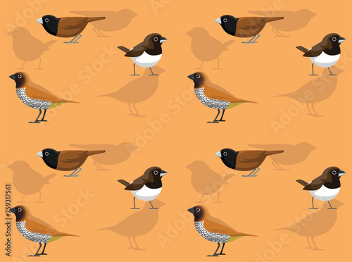 Bird Munia Cute Seamless Wallpaper Background