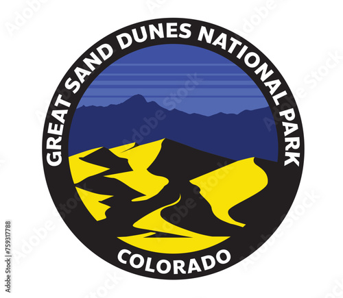 Great Sand Dunes National Park Colorado Vector Logo