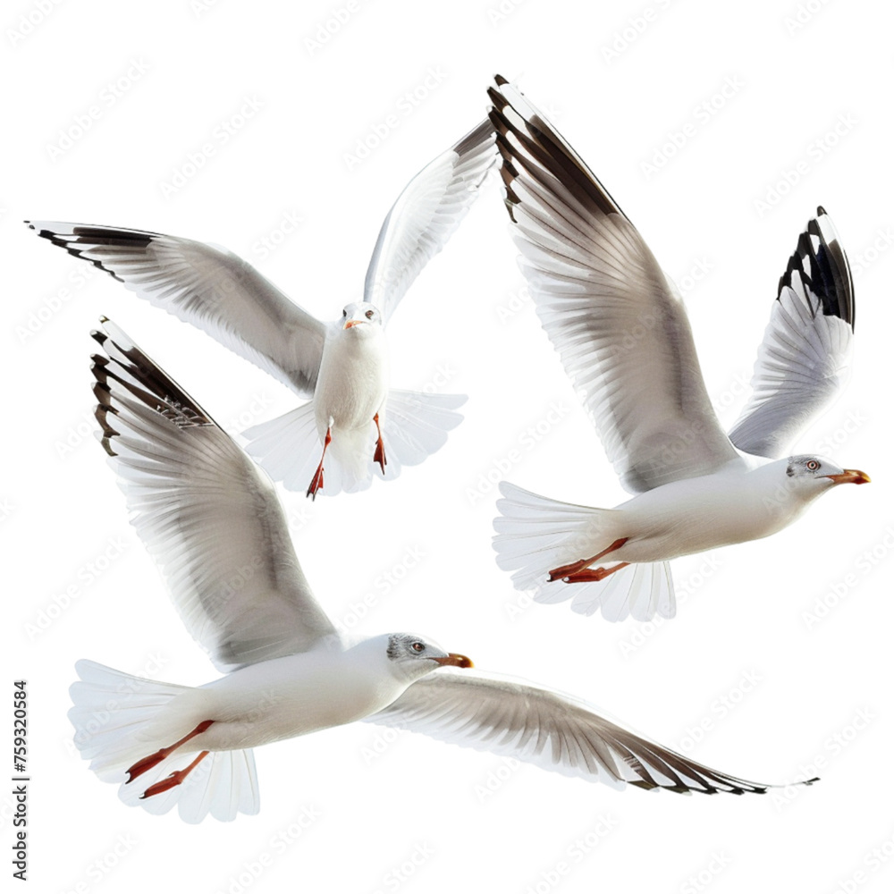 Obraz premium seagull in flight on white transparent background