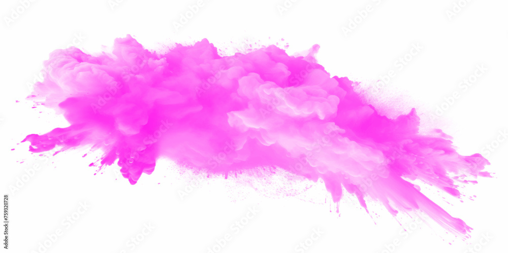 Pink holi paint color powder. Abstract pink dust explosion on white background. Pink holi paint color powder festival explosion burst isolated white background. Pink vibrant rainbow Holi paint color. Pink holi paint color powder. Abstract pink dust explosion on white background. Pink holi paint color powder festival explosion burst isolated white background. Pink vibrant rainbow Holi paint color.