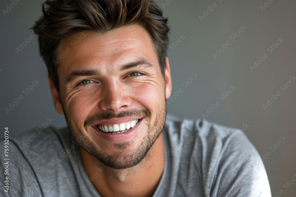 A man with a beard is smiling for the camera A man with a beard is smiling for the camera