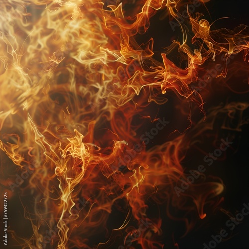 A mesmerizing display of vibrant fire flames dancing elegantly on a pitch-black background  showcasing a spectacular range of reds  oranges  and yellows.