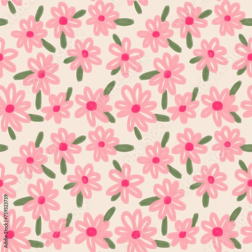 Spring dasies flowers seamless pattern illustration photo
