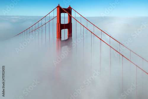 Golden Gate Bridge on a foggy day photo