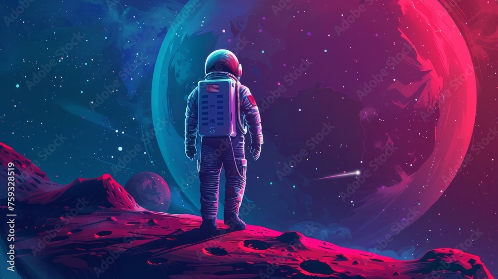 astronaut contemplating space generative ai - obrazy, fototapety, plakaty 