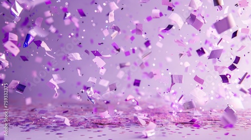 Stylish photo studio featuring confetti on a chic lavender background, generative ai