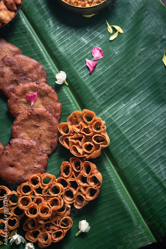 Deep fried rice jaggery pancakes photo