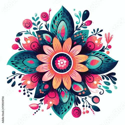 Abstract grunge graphic floral ornamental background © Hyper