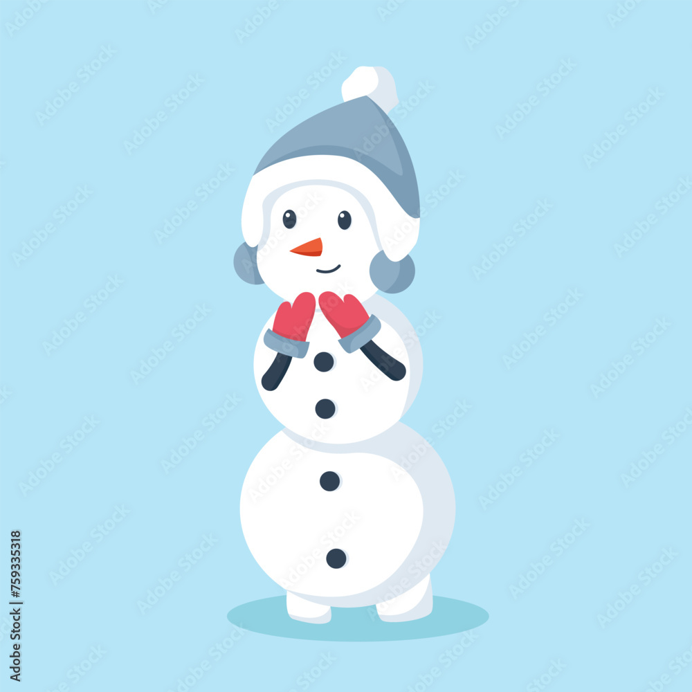 Cute Winter Snowman Character Design Illustration