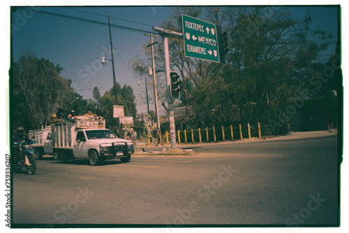 Street of Mexico with traffic sign