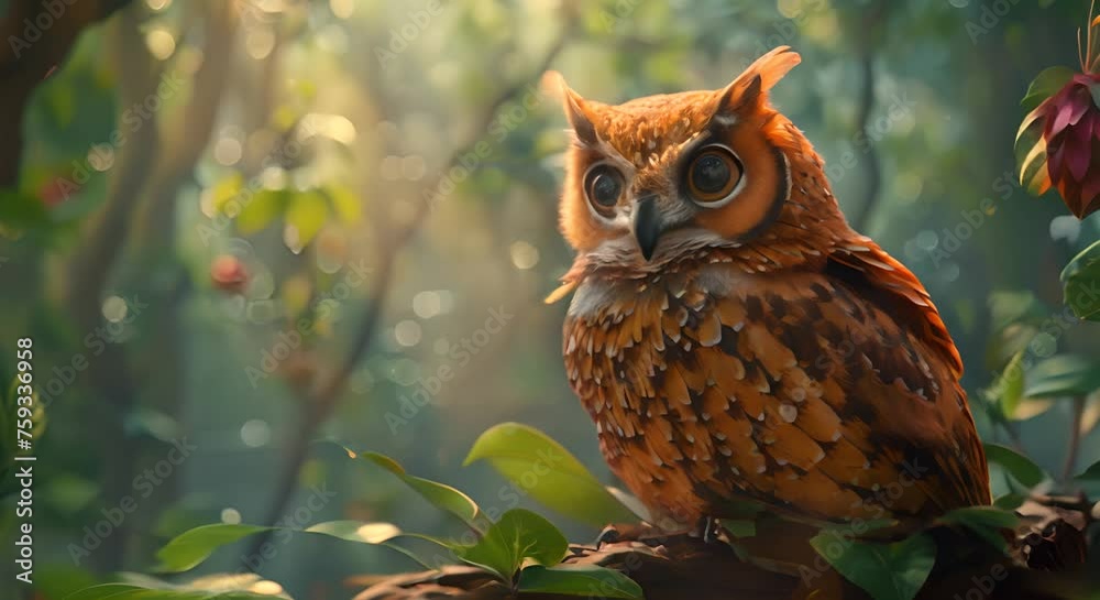 An owl with plumage that echoes the vibrant colors of dragon fruit, perched in a mystical forest, An owl with plumage that echoes the vibrant colors of dragon fruit, perched in a mystical forest,