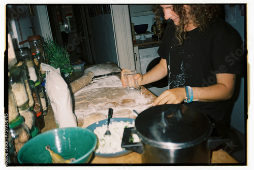 UGC candid film portrait cooking at home