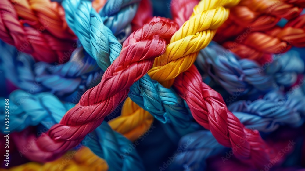 tied ropes with vibrant color generative ai