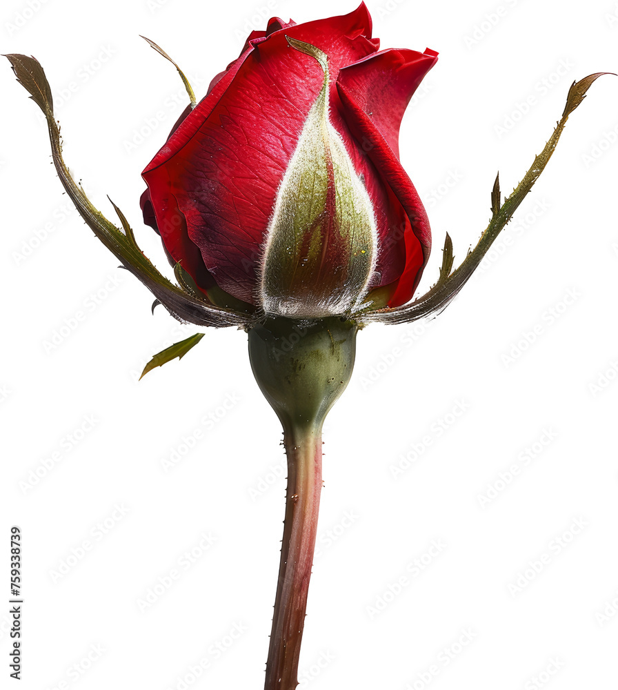 Fototapeta premium Single Red Rose on Transparent Background