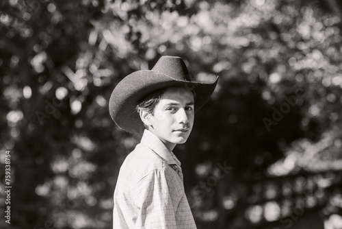 Western Teen Portrait BW photo