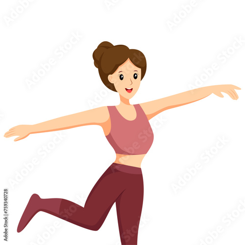 Woman Doing Yoga Balance Character Design Illustration