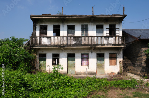 Uninhabited old two-story building
