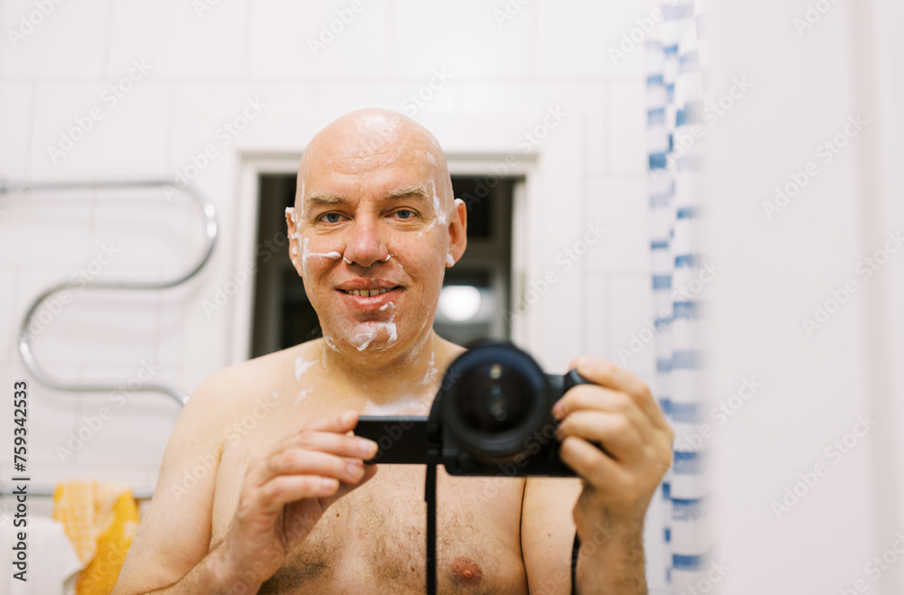 Bald man after shaving Bald man after shaving