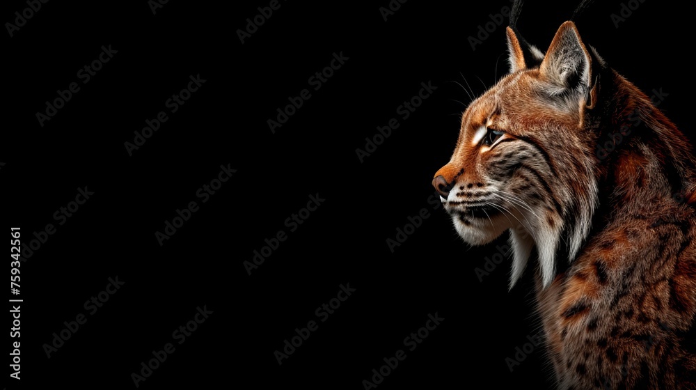 Obraz premium Male lynx and cub portrait with text space, object on right, room for description