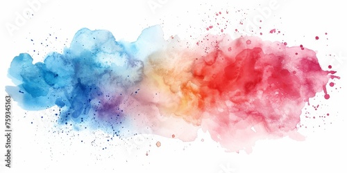 Soft washes of pink and red watercolor gently collide with a burst of blue, creating an artistic splash on a white surface.