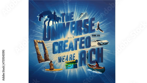 BE RICH FOR THE Universe  Art_vectorized_with_a_blue_glow_effect_ by B.Reystudio