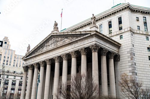 Classical courthouse with inscriptions in Manhattan