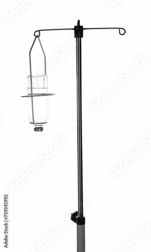 IV infusion set on pole against white background