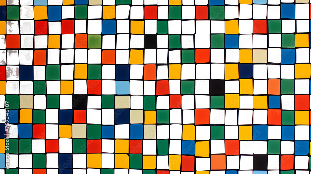 Fototapeta premium Multicolored Pattern of Squares and Rectangles