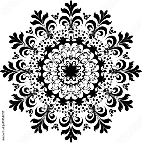 Elegant Black Floral Mandala