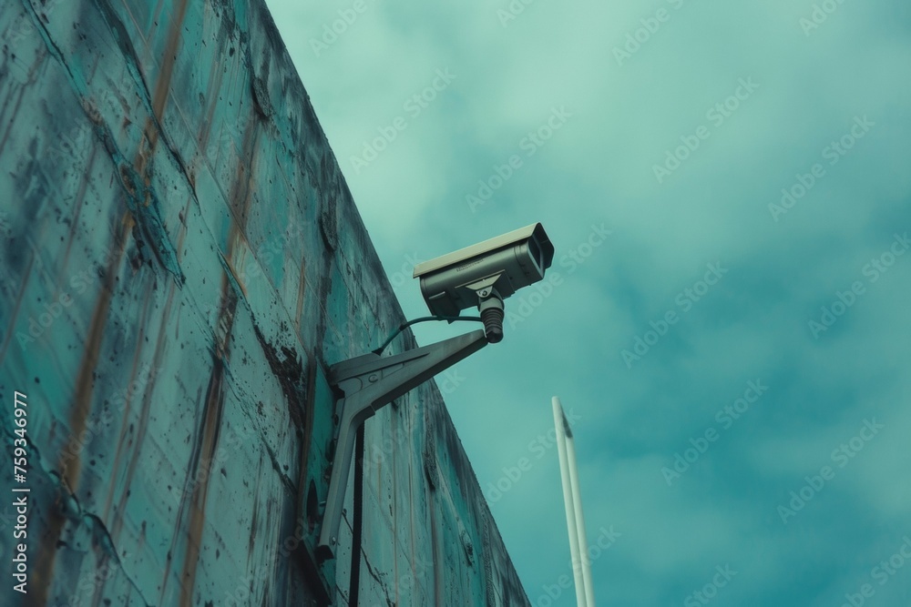 A camera is mounted on a pole and is looking up at the sky A camera is mounted on a pole and is looking up at the sky