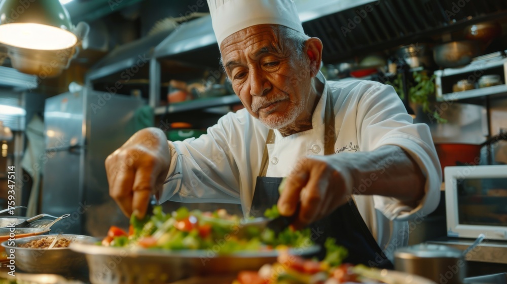 Chef is preparing a meal in the kitchen Chef is preparing a meal in the kitchen