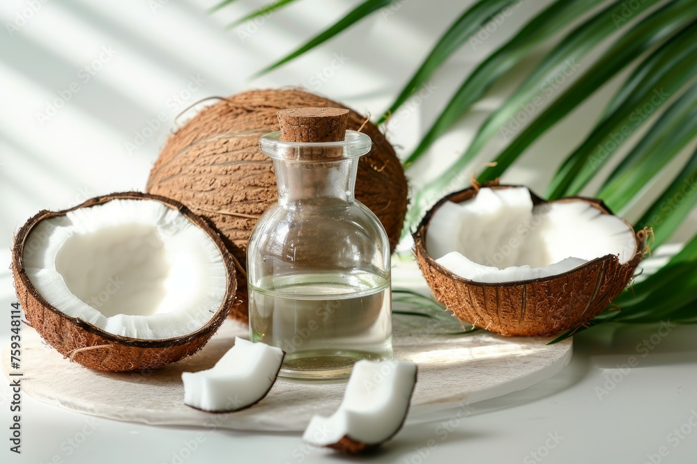Coconut oil. Background with selective focus and copy space Coconut oil. Background with selective focus and copy space
