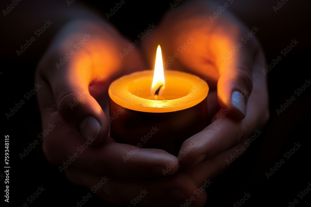 A person is holding a candle in their hand A person is holding a candle in their hand