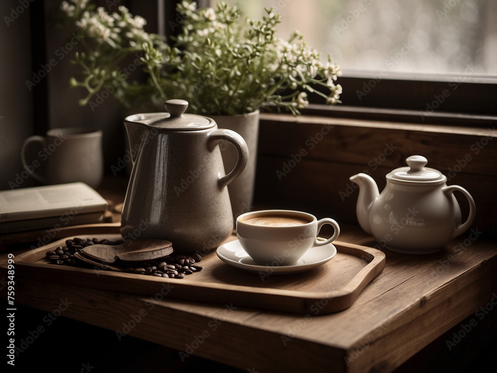 A warm and peaceful haven of a coffee corner in the house. A warm and peaceful haven of a coffee corner in the house.