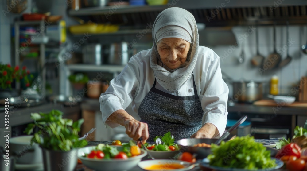 Chef is preparing a meal in the kitchen Chef is preparing a meal in the kitchen