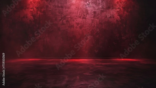 Red textured wall and reflective floor with lighting - Ominous red textured wall with a reflective floor, creating a sense of foreboding and drama for intense themes