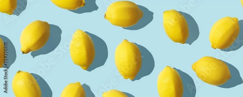 Group of Lemons on Blue Background © cac_tus