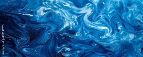 Abstract blue and white fluid art pattern