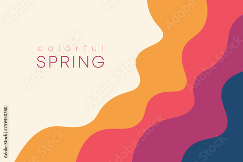 Spring background with paper waves and seacoast for banner, invitation, poster or web site design. Paper cut style,