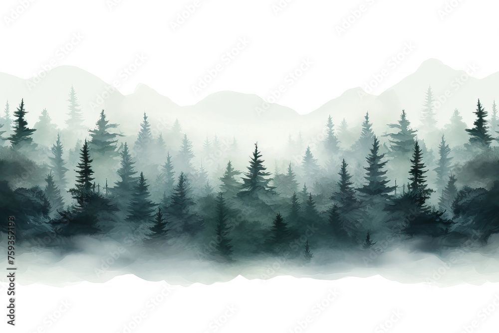 landscape with fog tree