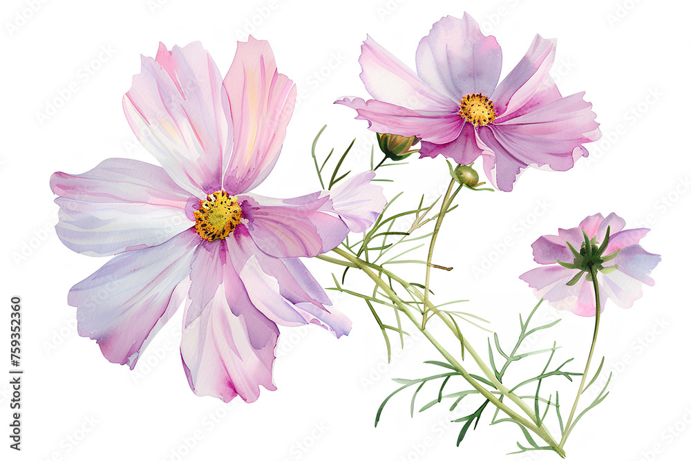 コスモスの花(水彩画) コスモスの花(水彩画)